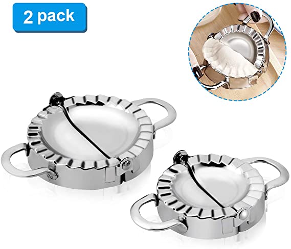 Dumpling Maker,2 Pack Stainless Steel Dumpling Makers and Dough Press,Dumpling Pie Ravioli Pierogi Mold Mould Pastry Maker Tool for Cooking Kitchen Accessories(Small Large)