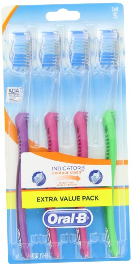 Oral-B Indicator Contour Clean Soft Toothbrush, 4 Count