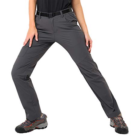 MIER Women's Outdoor Quick Dry Hiking Pants Lightweight Cargo Pants with Elastic Waist, Water Resistant & Stretch