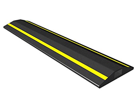 Allcam 5-metre FCP Rubber Floor Cable Protector/Cable Cover w/Visible yellow Stripes & 15x 8 mm Cable Channel