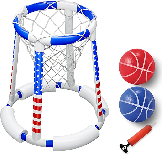 HAHAKEE Pool Basketball Hoop,Swimming Pool for Kids & Adults,Great Choice in Summer Water Play,Include 2 Balls and 1 Pump