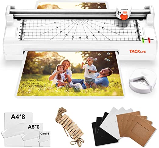 Laminator, A4 Thermal Laminating Machine with 2 Roller Systems, 5 in 1 with Corner Rounder, 20 Pouches, Photo Frames Set, Paper Trimmmer - MTL02