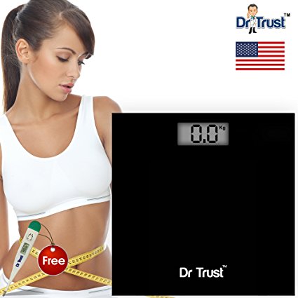 Dr. Trust (USA) Sapphire Weighing Scale (180 Kgs) and Dr Trust Digital thermometer Free - ZGP-02 (Black)