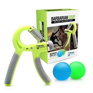Hand Grip Strengthener - Two Therapy Squeeze Balls - Best for Finger, Forearm, Massage & Rock Climbing - 100% Life Time Guarantee - Free Exercise Guide
