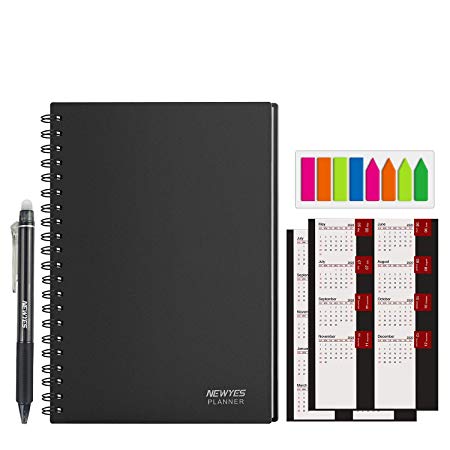 Reusable Planner Notebook, Personal Organizer A5 Smart Notebook Erasable Cloud Storage(Weekly Monthly Yearly Planner 136 Pages,Black)