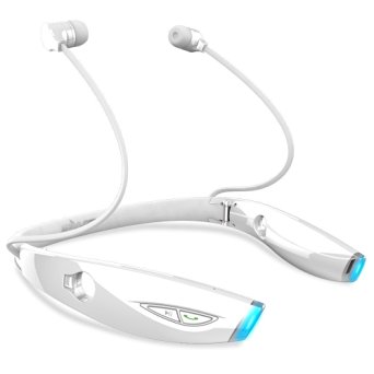 Bluetooth Headset, OU-BAND H1 Stereo Wireless Bluetooth 4.0 Neckband Style Headphones Wireless Stereo Earbuds with Mic for for Smartphones & Tablets - White