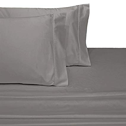sheetsnthings Split Top King (Adjustable, Flex Top King Size) 100% Cotton, Solid Grey, 300 Thread Count, Sateen Weave, Deep Pocket Bed Sheet Set