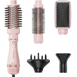 Wavytalk Hair Dryer Brush Kit, 5 in 1 Blow Dryer Brush with Oval Blowout Brush, Blowout Thermal Brush, Paddle Brush, Concentrator and Diffuser for Fast Drying and Styling in One Step, Pink