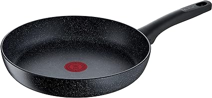 Tefal G28106 Black Stone Frying Pan 28 cm Mineralia   Non-Stick Coating Safe Thermal Signal Suitable for Induction Healthy Cooking Stone Effect Black