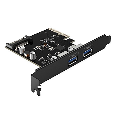 Yottamaster 2 Ports USB 3.1 PCI-E Expansion Card Adapter 10Gbps 15PIN Power Connector for Windows 10,8.1,8,7, XP,Vista