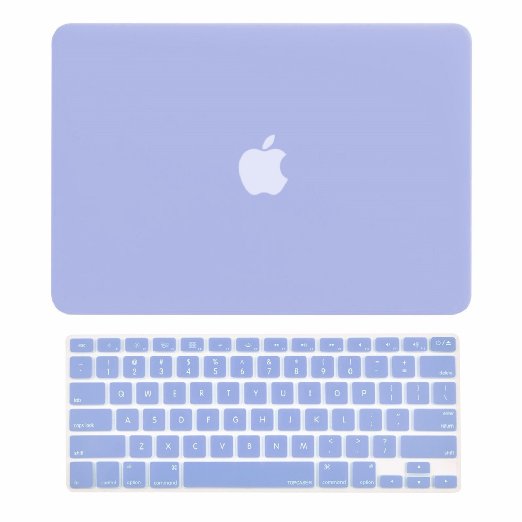 TOP CASE - 2 in 1 Bundle Deal Retina 13-Inch Rubberized Hard Case Cover and Keyboard Cover for MacBook Pro 13.3" with Retina Display Model: A1425 and A1502 (NEWEST VERSION) - Serenity Blue