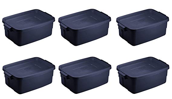 Rubbermaid Storage Tote-Pack of 6, 3 Gallon, Dark Indigo Metallic