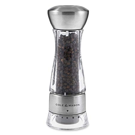 Cole & Mason Gourmet Precision Windermere Pepper Mill, Stainless Steel and Acrylic 16.5 cm