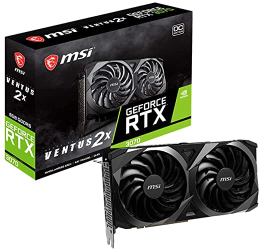 MSI Gaming GeForce RTX 3070 LHR 8GB GDRR6 256-Bit HDMI/DP Nvlink Torx Fan 2 Ampere Architecture OC Graphics Card (RTX 3070 Ventus 2X 8G OC LHR)