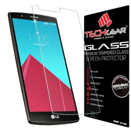TECHGEAR LG G4 H815  H818 GLASS Edition Genuine Tempered Glass Screen Protector Guard Cover