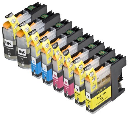 8 Pack Compatible Brother LC101  LC103 2 Black 2 Cyan 2 Magenta 2 Yellow for use with Brother DCP-J152W MFC-J245 MFC-J285DW MFC-J4310DW MFC-J4410DW MFC-J450DW MFC-J4510DW MFC-J4610DW MFC-J470DW MFC-J4710DW MFC-J475DW MFC-J650DW MFC-J6520DW MFC-J6720DW MFC-J6920DW MFC-J870DW MFC-J875DW Ink Cartridges for inkjet printers LC101BK  LC101C  LC101M  LC101Y  LC103BK  LC103C  LC103M  LC103Y  Zulu Inks