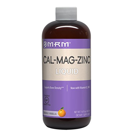 MRM - CAL-MAG-ZINC LIQUID, 3-In-1 Essential Minerals Vital for Optimal Bone Health (Orange-Vanilla, 16 oz)