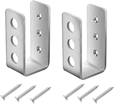 Door Barricade Brackets (2pcs),Stainless Steel U Bracket Security Door Reinforcement for 2 X 4inch Lumber,Suitable for Your Home, Barn, Shed, Garage, Gate.