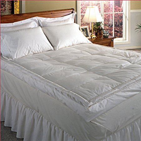 Blue Ridge Home Fashion Luxury 5" Down Pillowtop Featherbed, Twin, White
