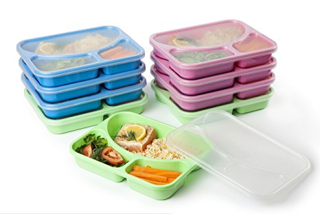 SET of 9 COLOURED Reusable-Easy To Clean Lunch Kits- Divided Food Storage Containers for Adults and Kids! Perfect Size for your meals! Recommended for HEALTHIER MEALS FOR YOU!