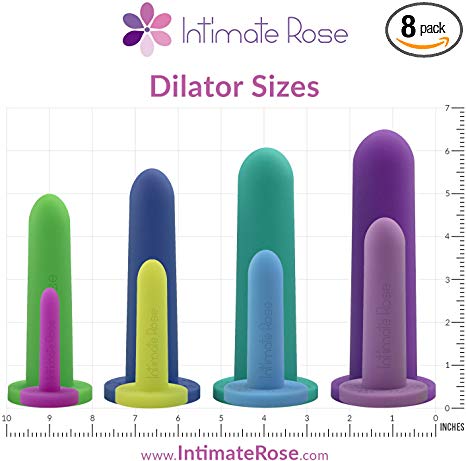 Intimate Rose 8-Pack Silicone Dilators for Women & Men - Graduated from Small to Large - Dilator Set to Help with Vaginismus, Atrophy, Vulvodynia, Vaginitis, Therapy After Radiation