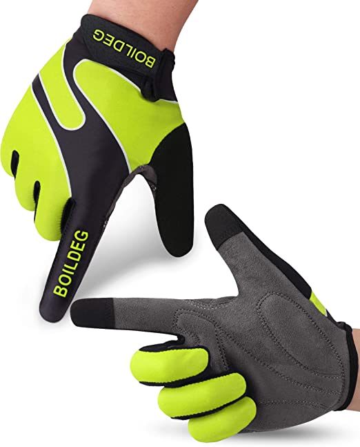 boildeg Cycling Gloves Mountain Bike Gloves MTB Gloves Bicycle Dirt Bike Gloves for Men Women Full Finger Touch Screen Biking Gloves Anti-Slip Shock-Absorbing Gel Pad Workout Gloves
