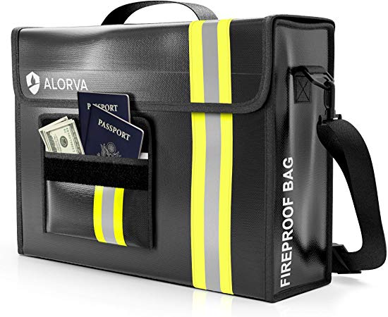 ALORVA Fireproof Document Bag with Wallet Protector - Extra Strength, Waterproof Storage Safe Organizer Bags - Protect Important Documents, 17” x 12” x 5”