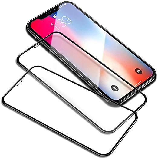 YJan Anti-Oil Anti-Fingerprint Screen Protector Crystal Clear Full Coverage Screen Protector Bubble Free Scratch Proof Tempered Glass Screen Protector Compatible iPhone X (2 Pack)