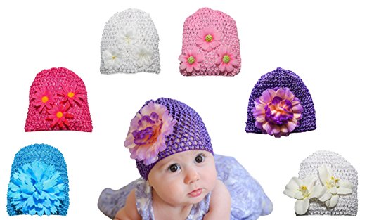 6 Pack Baby Hat – Baby Girl Shower Gifts – Perfect for Newborns, and Twins - Baby Photo Prop - Newborn Photography - Baby Clothes