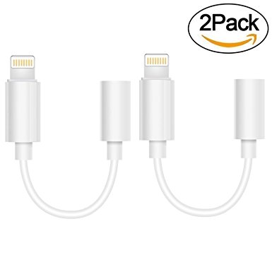(2-PACK) iPhone 7 / 7 plus Adapter , Maserus lightning to 3.5mm headphone jack adapter cable for iPhone 7 / 7 Plus and more (iOS 10) (White）accessories