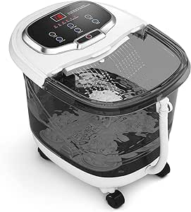 Giantex Foot Spa Bath Massager with Heat - Foot Bath Soak Tub with Adjustable Water Shower, Motorized Shiatsu Massage Balls, 2 Rollers, Time & Temper Control, LED Display, Pedicure Foot Spa (Black)