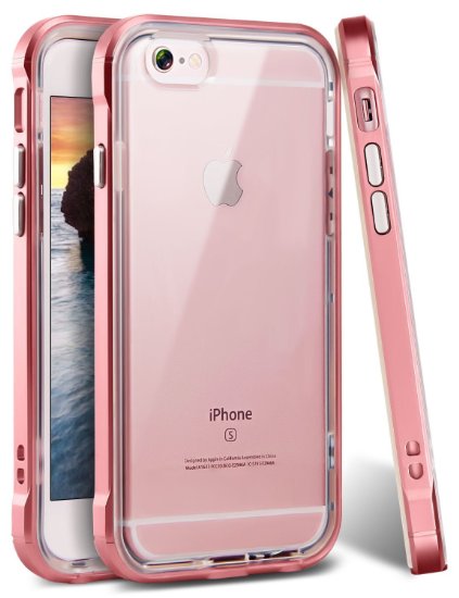 iPhone 6 Plus Case, Ansiwee® Reinforced Frame Crystal Slim Highly Durable Shock-Absorption Flexible Soft Rubber TPU Bumper Hybrid Protection Light Case for Apple iPhone 6/6S Plus 5.5" (Rose Gold)