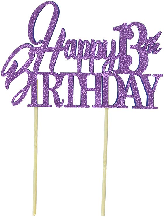 All About Details Happy 13th Birthday Cake Topper (Purple)