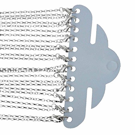 Rockin Beads 12 Pack Silver Plated Lobster Clasp Link Chain Necklaces 24 Inch