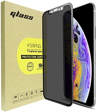 Privacy Screen Protector for iPhone 11 Pro/iPhone X/iPhone Xs 5.8-Inch, KSWNG Screen Protector Anti-Spy/Scratch/Fingerprint/Bubble Free Tempered Glass Screen Easy Install
