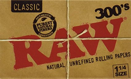 Raw 300 Classic 1.25 1 1/4 Size Rolling Papers 5 Pack = 1500 Leaves
