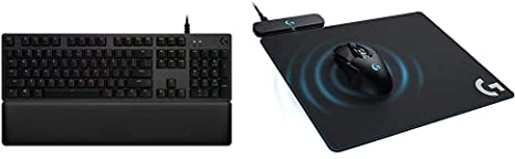 Logitech G513 Carbon LIGHTSYNC RGB Mechanical Gaming Keyboard with GX Brown Switches - Tactile & Powerplay Wireless Charging System for Wireless Gaming Mice, Cloth or Hard Gaming Mouse Pad - Black