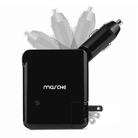 Portable Charger Mosche 3 in 1 Portable Battery Charger Smart Dual USB Foldable Car Charger with Foldable Home Wall Charger and Built in 2600mAh External Battery Pack Portable Cell Phone Charger