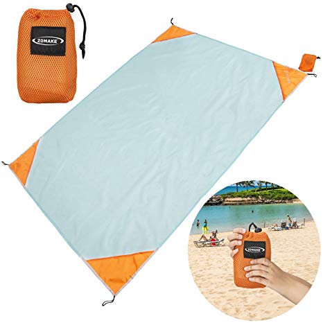 ZOMAKE Beach Blanket Sand Proof and Water Resistant - Beach Mat Sand Free, Pocket Blanket for Outdoor Travel