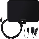 Amplified HDTV Antenna - 50 Miles Range 1byone Super Thin HDTV Antenna with Detachable Amplifier Singnal Booster for the Highest Performance the Longest Reception Range 10ft Coax Cable Bigger Flat Size Gets the Larger Reception Range ONE YEAR Warranty