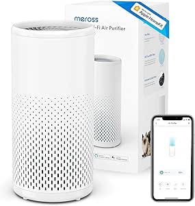 Meross Purificateur d'Air Connecté Compatible avec HomeKit, Alexa et Google Home, Purificateur d'Air contre 99,97 % des Odeurs, de Pollen et de Poussière, Silencieux 24dB, CADR 160m3/h jusqu'à 19m2