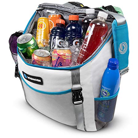 Insulated Cooler and Beach Bag - 24 Can, Large 26L Mesh Pocket, Collapsible Beach Tote by Wildhorn