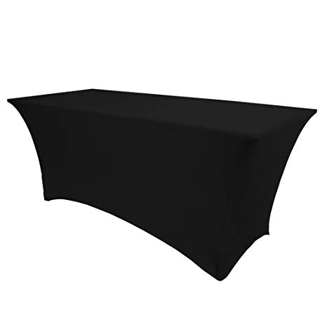 Ultimate Textile -10 Pack- 6 ft. Fitted Spandex Table Cover - Fits 18 x 72-Inch Rectangular Tables, Black