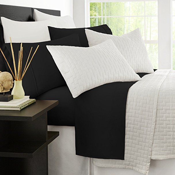 Zen Bamboo Luxury Bed Sheets - Eco-friendly, Hypoallergenic and Wrinkle Resistant Rayon Derived From Bamboo - 4-Piece - King - Black
