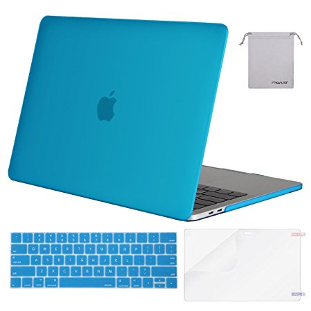 Mosiso MacBook Pro 13 Case 2017 & 2016 Release A1706 / A1708, Plastic Hard Case Shell with Keyboard Cover with Screen Protector with Storage Bag for Newest MacBook Pro 13 Inch, Aqua Blue