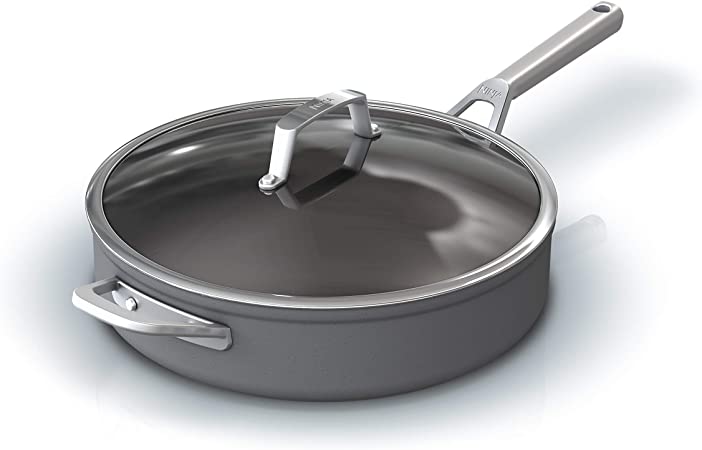 Ninja C30150 Foodi NeverStick Premium Hard-Anodized 5-Quart Sauté Pan with Glass Lid, slate grey