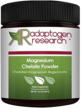Magnesium Chelate Powder | 300mg Powdered Chelated Magnesium Bisglycinate Supplement | Great-Tasting Drink Mix Add-in, Orange Flavor | 30 Servings / 150g | Adaptogen Research
