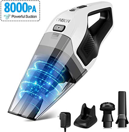 Handheld Vacuum Cordless, ONSON Hand Vacuum with Rechargeable Quick Charge, Lightweight Mini Hand Vac Portable Hand Held Vacuum Cordless for Home, Kitchen, Car Wet Dry Cleaning