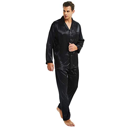 Mens Silk Satin Pajamas Set Sleepwear Loungewear S~4XL Plus_Gifts_7-12days to USA