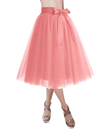 DRESSTELLS Knee Length Tulle Skirt Tutu Skirt Evening Party Gown Prom Formal Skirts